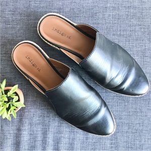Indigo slip on mules black